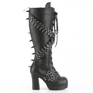 Gothic Platform Lace Up Front Knee High Boots